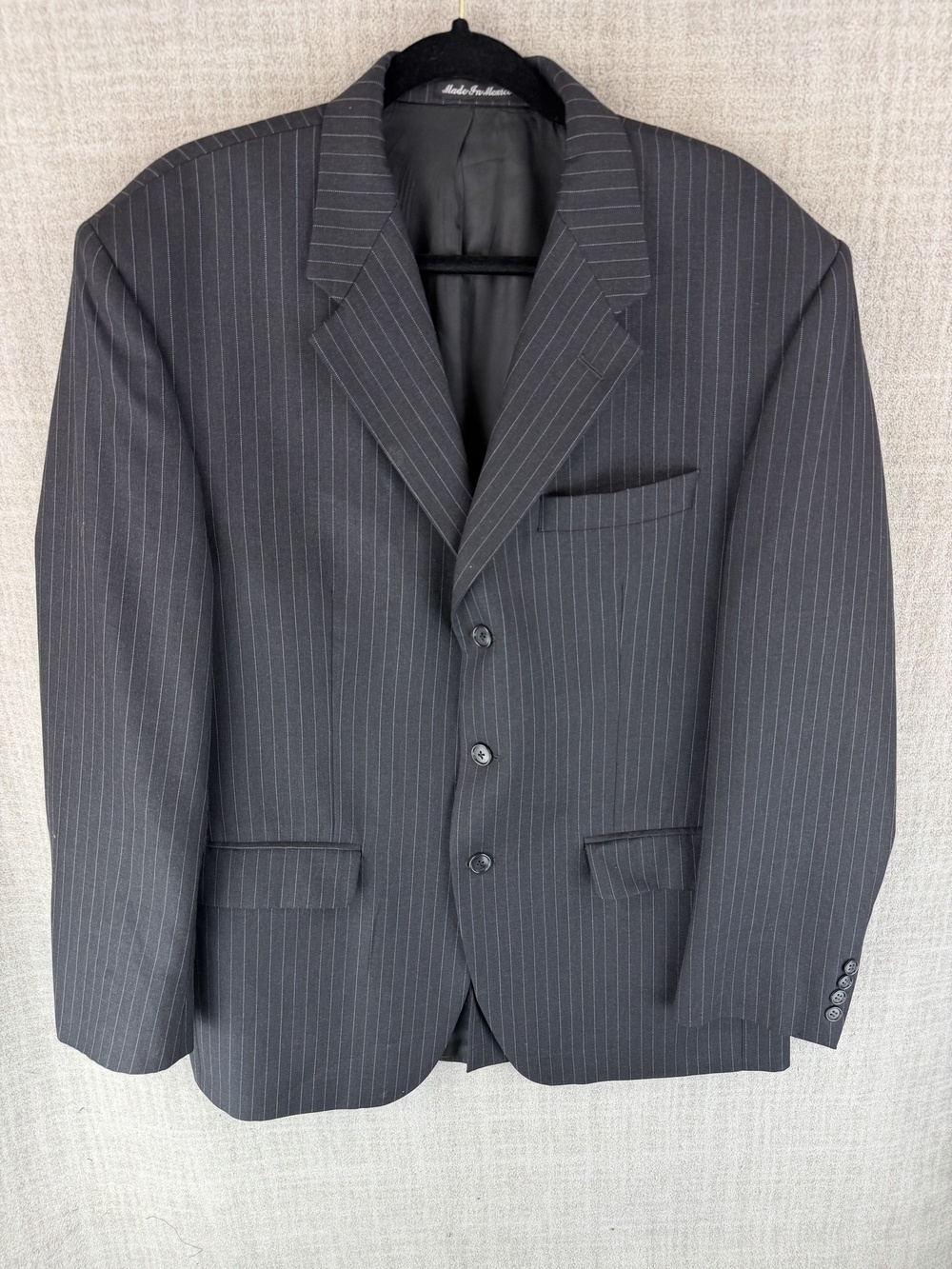 IZOD Suit Jacket Mens 40 Gray Striped Wool Acetate Single-Breasted Notch 2 Piece